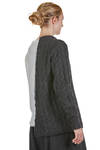 hip-length sweater, wide and asymmetrical, in two-tone mohair knit - ARCHIVIO J. M. RIBOT 