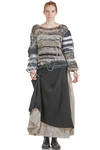 long and wide skirt in virgin wool gauze and washed linen gauze - ARCHIVIO J. M. RIBOT 