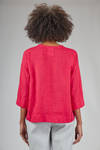 camicia a casacca al fianco, ampia, in tela lavata di lino e cotone - AEQUAMENTE 