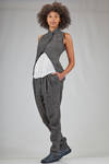 hip-length tapered vest in washed linen canvas - MARC LE BIHAN 
