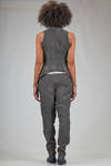 hip-length tapered vest in washed linen canvas - MARC LE BIHAN 
