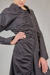 asymmetrical knee-length shirt-like dress in cotton poplin - MARC LE BIHAN 