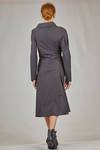 asymmetrical knee-length shirt-like dress in cotton poplin - MARC LE BIHAN 