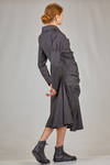 asymmetrical knee-length shirt-like dress in cotton poplin - MARC LE BIHAN 