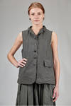 wide hip-length vest in crisp washed cotton canvas - ALBUM DI FAMIGLIA 