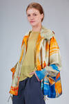 wide hip-length caban in printed silk twill - F-CASHMERE by FISSORE 