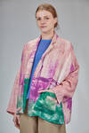 giacca lunga e ampia in tela fiammata di lino stampato - F-CASHMERE by FISSORE 