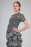 t-shirt al fianco in tulle di poliestere con stampa a pied-de-poule - NOIR KEI NINOMIYA 