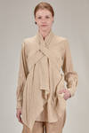 long wide shirt in viscose and shantung linen - FORME D' EXPRESSION 