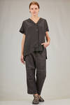 camicia al fianco, ampia, in seersucker lucido di viscosa e lino - FORME D' EXPRESSION 