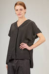 camicia al fianco, ampia, in seersucker lucido di viscosa e lino - FORME D' EXPRESSION 