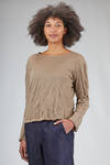 relaxed hip-length sweatshirt in crinkled cotton and steel knit on a cotton knit base - MJ WATSON 