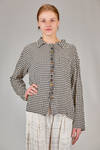 camicia lunga e dritta in seersuker leggero a check di viscosa, lana ed elastan - ARCHIVIO J. M. RIBOT 