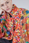 caban al fianco, ampio in velluto di cotone multicolor e in twill di seta multicolor - DANIELA GREGIS 