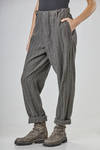 wide pants in washed chevron melange virgin wool - FORME D' EXPRESSION 