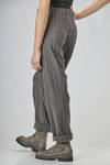 wide pants in washed chevron melange virgin wool - FORME D' EXPRESSION 