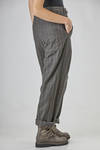 wide pants in washed chevron melange virgin wool - FORME D' EXPRESSION 