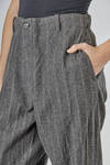 wide pants in washed chevron melange virgin wool - FORME D' EXPRESSION 