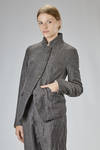fitted hip-length jacket in crinkled virgin wool, viscose, and silk tweed - FORME D' EXPRESSION 