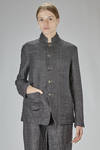 slim-fit hip-length jacket, made of wool and linen slub denim - FORME D' EXPRESSION 