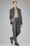 slim-fit hip-length jacket, made of wool and linen slub denim - FORME D' EXPRESSION 