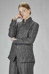 slim-fit hip-length jacket, made of wool and linen slub denim - FORME D' EXPRESSION 