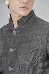 slim-fit hip-length jacket, made of wool and linen slub denim - FORME D' EXPRESSION 