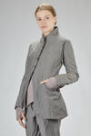 long flared jacket in washed wool, cotton, and metal chevron, lined with acetate and viscose - MARC LE BIHAN 