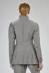 long flared jacket in washed wool, cotton, and metal chevron, lined with acetate and viscose - MARC LE BIHAN 