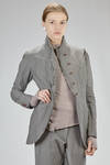 long flared jacket in washed wool, cotton, and metal chevron, lined with acetate and viscose - MARC LE BIHAN 