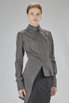 fitted, asymmetric shirt in vertical striped cotton and silk poplin - MARC LE BIHAN 