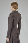 long, flared, and asymmetric dress in washed virgin wool and polyamide gauze, lined with silk - MARC LE BIHAN 