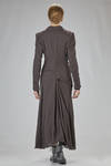 long, flared, and asymmetric dress in washed virgin wool and polyamide gauze, lined with silk - MARC LE BIHAN 