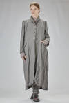 long and wide coat in washed chevron of wool, cotton, and metal, lined with acetate and viscose - MARC LE BIHAN 