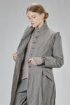 long and wide coat in washed chevron of wool, cotton, and metal, lined with acetate and viscose - MARC LE BIHAN 