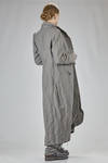 long and wide coat in washed chevron of wool, cotton, and metal, lined with acetate and viscose - MARC LE BIHAN 