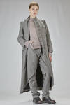 long and wide coat in washed chevron of wool, cotton, and metal, lined with acetate and viscose - MARC LE BIHAN 