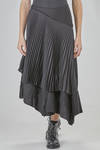 midi, wide, and asymmetric skirt in pleated wool, acetate, and viscose gauze - MARC LE BIHAN 