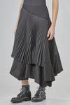 midi, wide, and asymmetric skirt in pleated wool, acetate, and viscose gauze - MARC LE BIHAN 