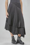 midi, wide, and asymmetric skirt in pleated wool, acetate, and viscose gauze - MARC LE BIHAN 