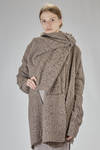 long and wide cardigan in knitted boiled wool and polyamide net - MARC LE BIHAN 