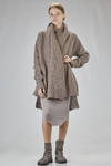 long and wide cardigan in knitted boiled wool and polyamide net - MARC LE BIHAN 