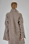 long and wide cardigan in knitted boiled wool and polyamide net - MARC LE BIHAN 