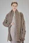 long and wide cardigan in knitted boiled wool and polyamide net - MARC LE BIHAN 