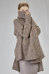 long and wide cardigan in knitted boiled wool and polyamide net - MARC LE BIHAN 