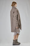 long and wide cardigan in knitted boiled wool and polyamide net - MARC LE BIHAN 