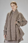 long and wide cardigan in knitted boiled wool and polyamide net - MARC LE BIHAN 