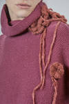 wide hip-length sweater in linx knit of wool and cashmere with silk roses - LUSSI 