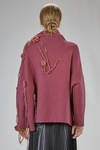 wide hip-length sweater in linx knit of wool and cashmere with silk roses - LUSSI 