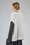 long and wide sweater in bicolored cashmere and silk bouclé knit - LUSSI 